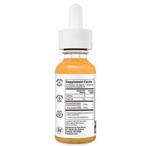 Pure Relief - CBD Tincture - Full Spectrum Mint CBD Oil - 500mg-1000mg