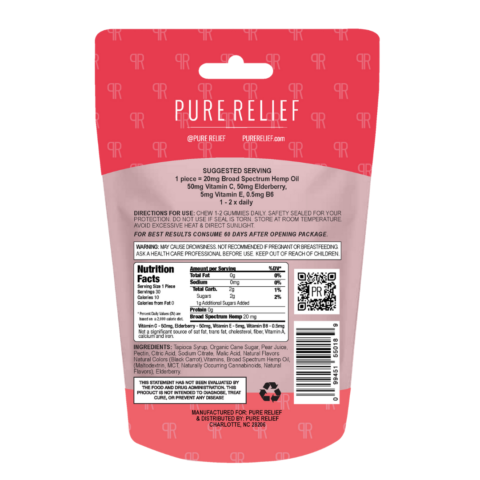 Pure Relief - CBD Edible - Immune Support Gummies - 600mg - Back