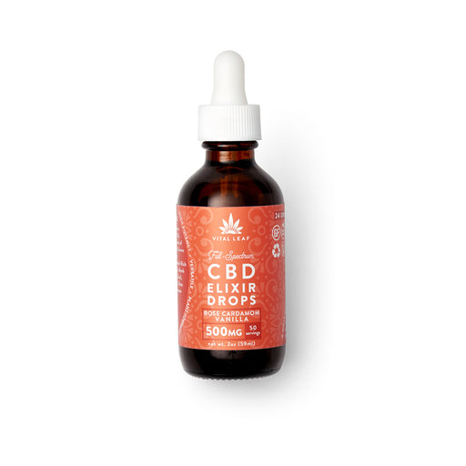 Vital Leaf - CBD Tincture - CBD Elixir Drops Rose Cardamom Vanilla - 500mg