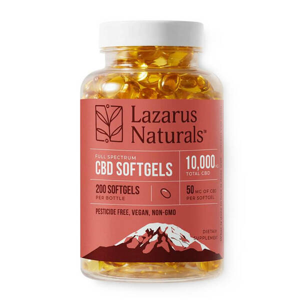 Lazarus Naturals - CBD Capsules - Full Spectrum Liquid Softgels - 50mg - 200 Count