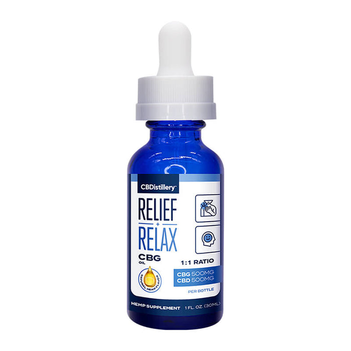 CBDistillery Rx - CBD Tincture - Full Spectrum Relief+Relax CBD+CBG 1:1 - 1000mg - Bottle