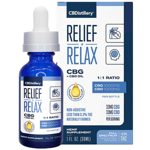 CBDistillery Rx - CBD Tincture - Full Spectrum Relief+Relax CBD+CBG 1:1 - 2000mg