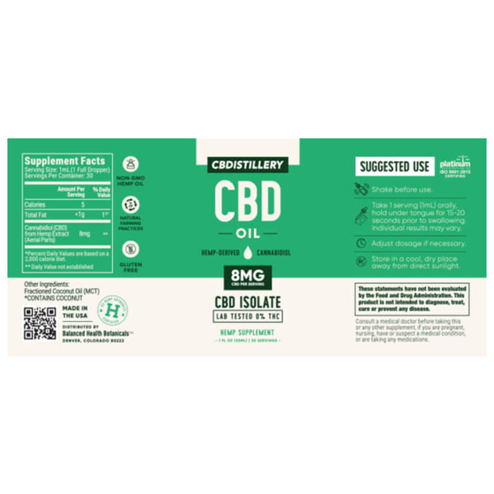 CBDistillery - CBD Tincture - Isolate Oil - 250mg