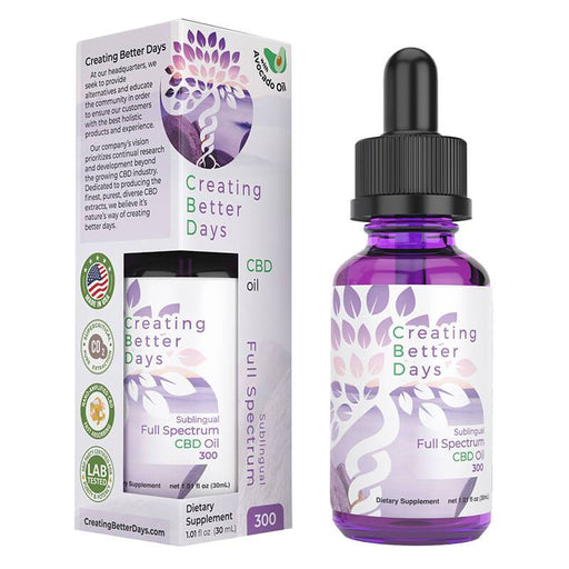 Creating Better Days - CBD Tincture - Full Spectrum Oil - 300mg-1250mg