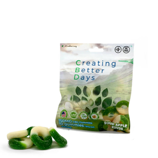 Creating Better Days - CBD Edible - Sour Apple Rings Gummies - 10pc-15mg