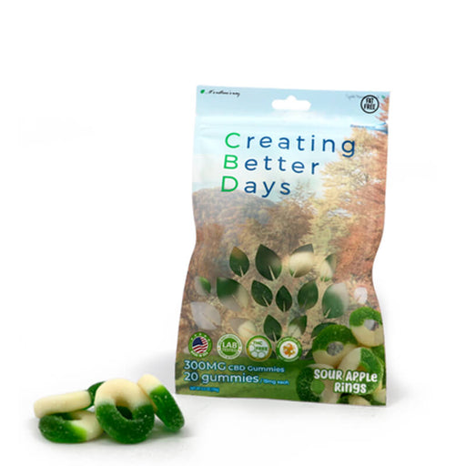 Creating Better Days - CBD Edible - Sour Apple Rings Gummies - 20pc-15mg