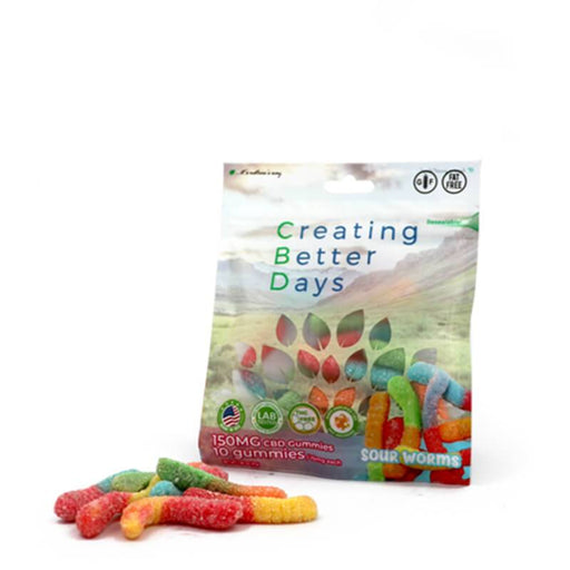 Creating Better Days - CBD Edible - Sour Worms Gummies - 10pc-15mg