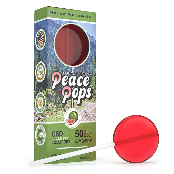 Creating Better Days - CBD Edible - Peace Pops - Mellow Watermelon - 2pc-25mg