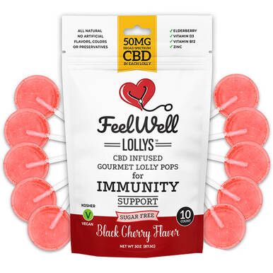 Feel Well Lollys - CBD Edible - Black Cherry Lollipops - 50mg