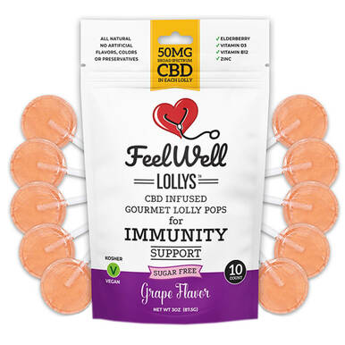 Feel Well Lollys - CBD Edible - Grape Lollipops - 50mg