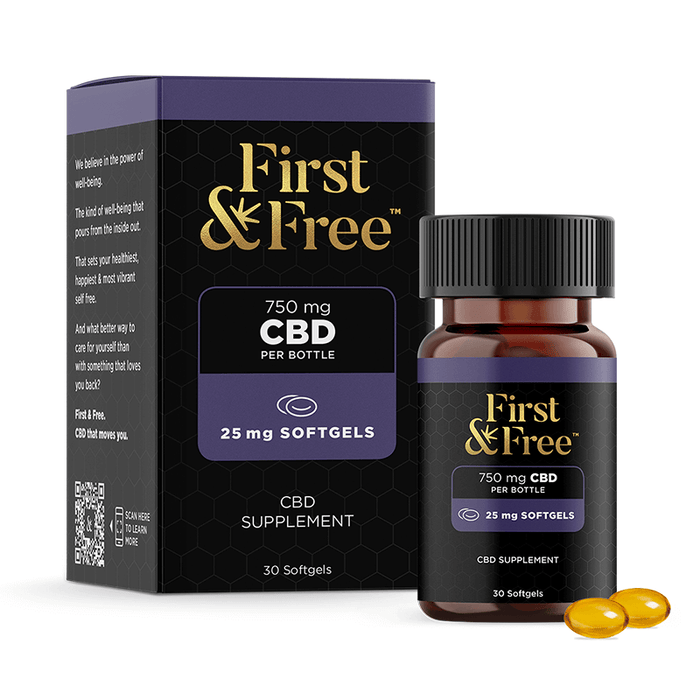 First & Free - CBD Capsules - Isolate Soft Gels - 25mg