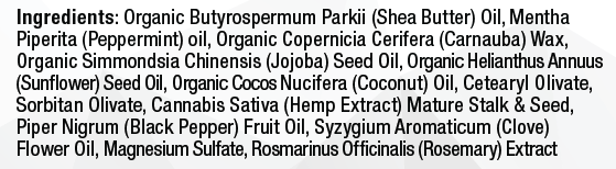 HempFusion - CBD Topical - CBD Balm - 45mg - Ingredients