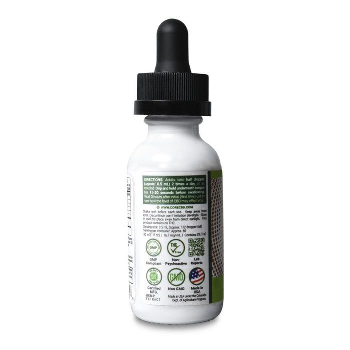 Core CBD - CBD Tincture Oil - Lemon Lime - 250mg-1500mg - Back 2