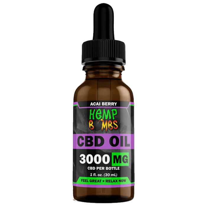 Hemp Bombs - CBD Tincture - Broad Spectrum Acai Berry Oil - 300mg-5000mg