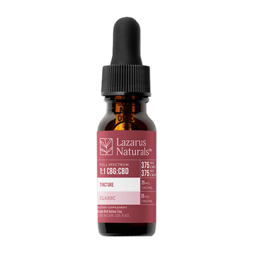 Lazarus Naturals - CBD Tincture - High Potency Full Spectrum 1:1 CBG:CBD Oil - 375mg