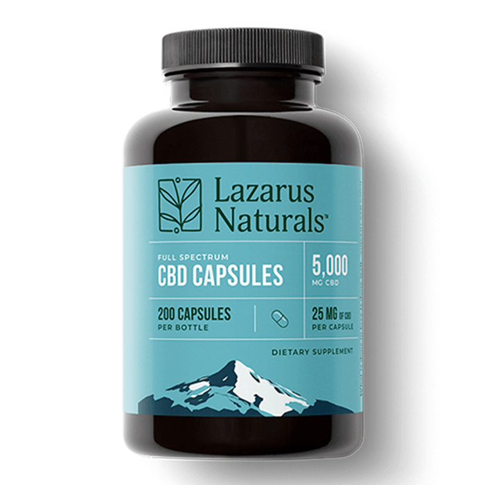 Lazarus Naturals - CBD Capsules - Full Spectrum - 25mg - 200 Count Bottle