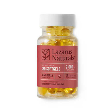 Lazarus Naturals - CBD Capsules - Full Spectrum Liquid Softgels - 50mg - 40 Count