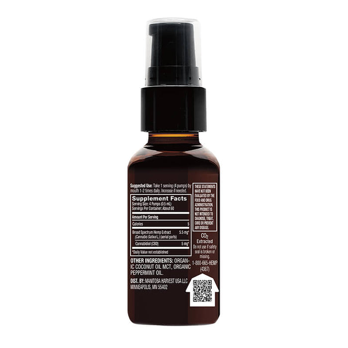 Manitoba Harvest - CBD Tincture Spray - Broad Spectrum Hemp Extract Peppermint Spray - 300mg