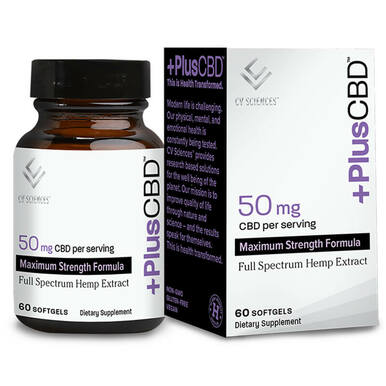 PlusCBD Oil - CBD Softgels - Maximum Strength Full Spectrum - 50mg - 60 Count