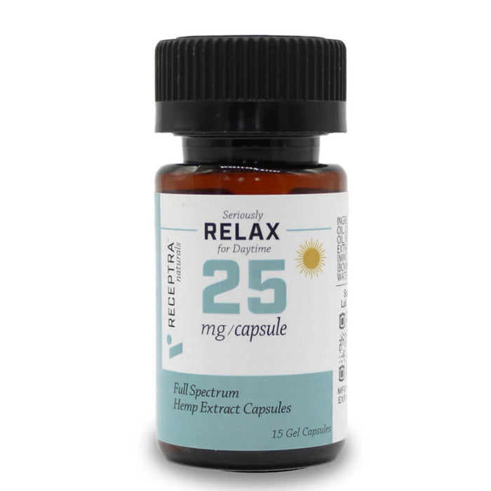 Receptra Naturals - CBD Capsules - Full Spectrum RELAX Caps + Lavender - 375mg-750mg