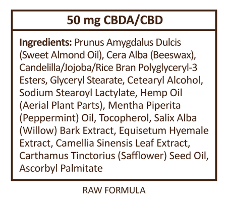 PlusCBD Oil - CBD Topical - Original Raw Balm - 50mg - Ingredients