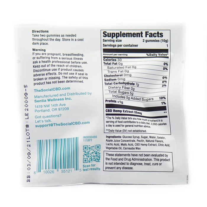 Social CBD - CBD Edible - Broad Spectrum Lemon Gummies - 12.5mg