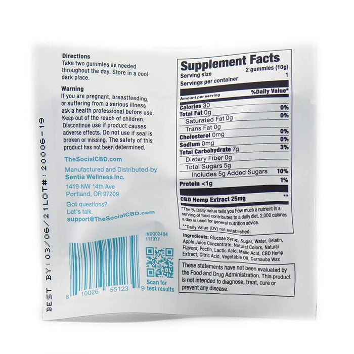 Social CBD - CBD Edible - Broad Spectrum Peach Mango Gummies - 12.5mg