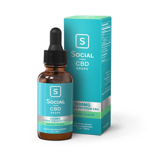 Social - CBD Tincture - Broad Spectrum Drops Natural - 375mg-1500mg
