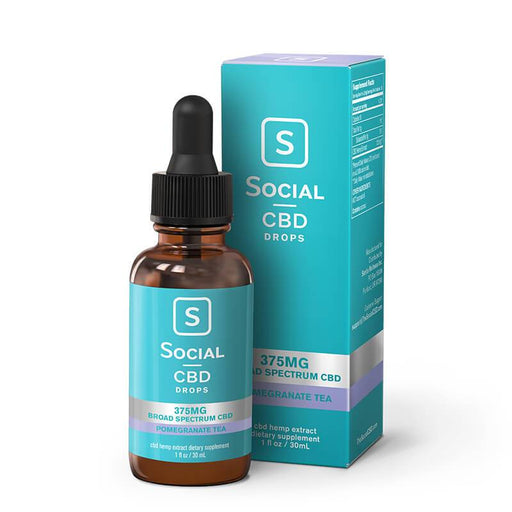 Social - CBD Tincture - Broad Spectrum Drops Pomegranate Tea - 375mg-1500mg