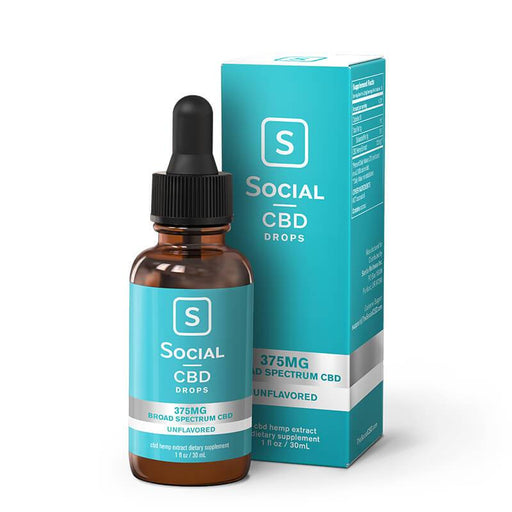 Social - CBD Tincture - Broad Spectrum Drops Unflavored - 375mg-1500mg