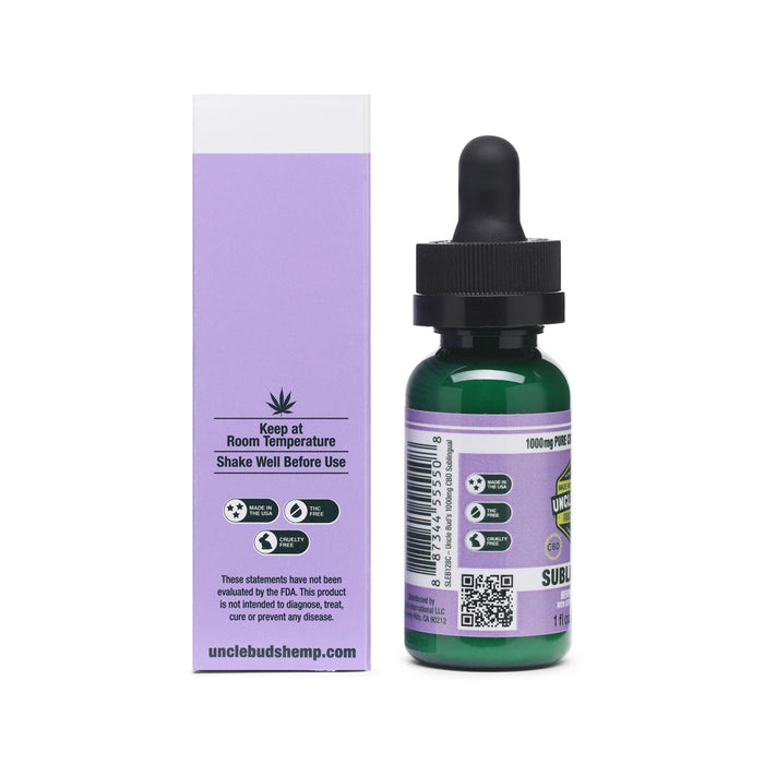 Uncle Bud’s Hemp - CBD Oil - Sublingual with 50mg Elderberry - Side of Box