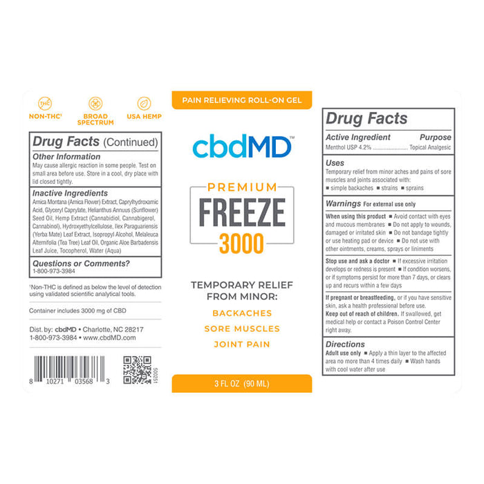 cbdMD - CBD Topical - FREEZE - 3000mg