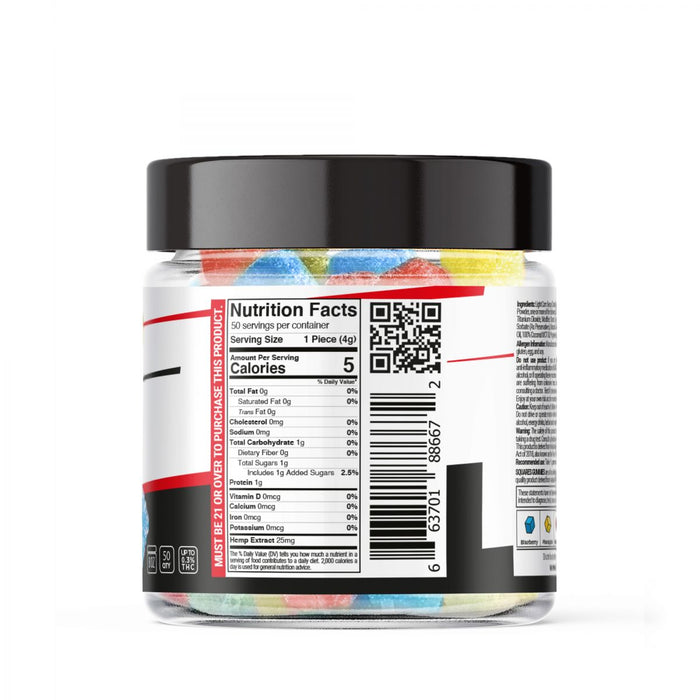 Chill Plus - Delta 8 Edible - Delta 8 Extreme Tropical Mix Gummies - 1250mg - Back of Jar