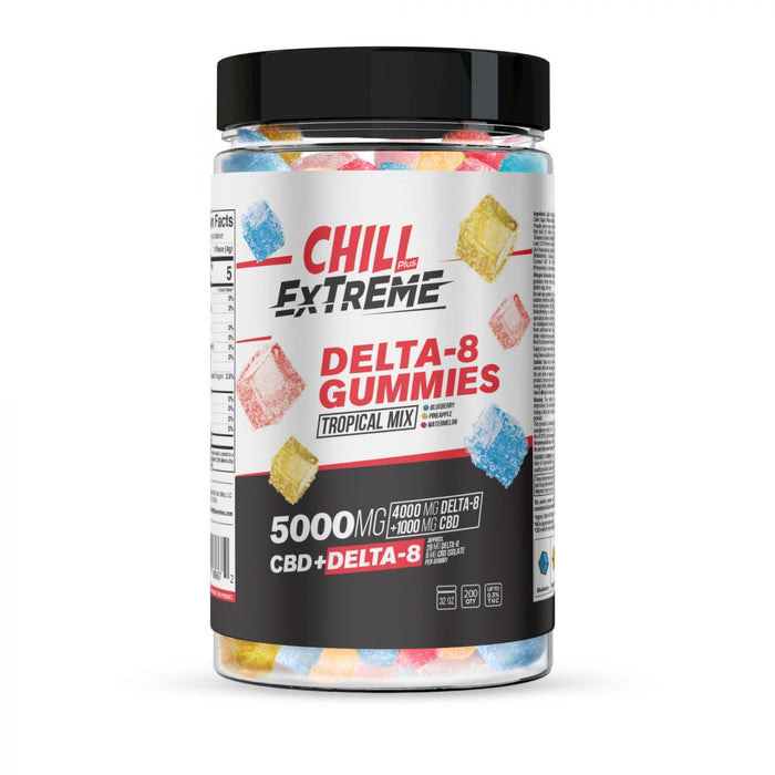 Chill Plus - Delta 8 Edible - Delta 8 Extreme Tropical Mix Gummies - 5000mg