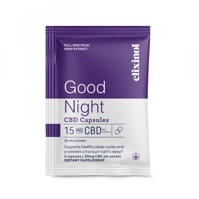 Elixinol - CBD Capsules - Good NIght CBD Capsules - Full Spectrum - Sachet