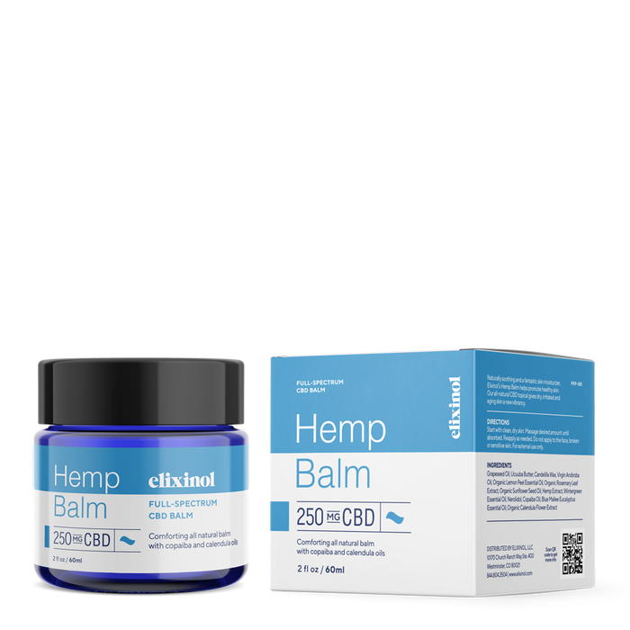 Elixinol - CBD Topical - Hemp Balm - Full Spectrum - 250mg - Box & Jar