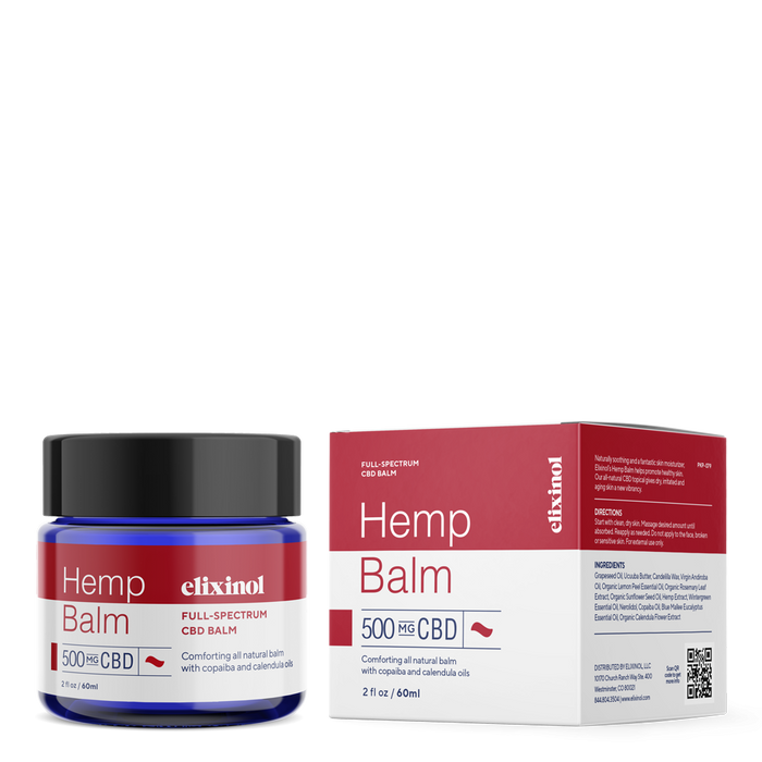 Elixinol - CBD Topical - Hemp Balm - Full Spectrum - 500mg - Box & Jar