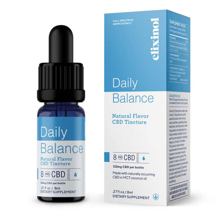 Elixinol - CBD Tincture - Daily Balance CBD Tincture - Full Spectrum - Natural - Bottle & Box