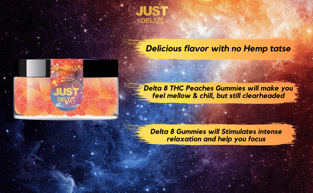 JustCBD - Delta 8 Edible - Peach Rings Gummies - 250mg - Features